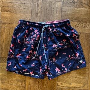 Men's navy and red patterned Ted Baker Swim Shorts with Drawstring size 4